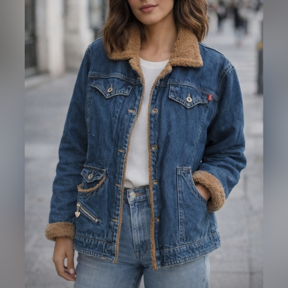 D'ALBA Jackets & Blazers - Alba Blue Denim Jacket with Warm Brown Lining